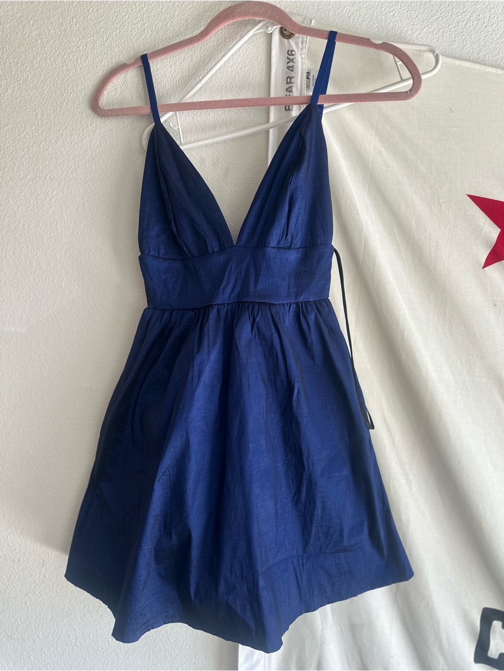 Windsor Royal Blue V-Neck Spaghetti Strap Mini Dress